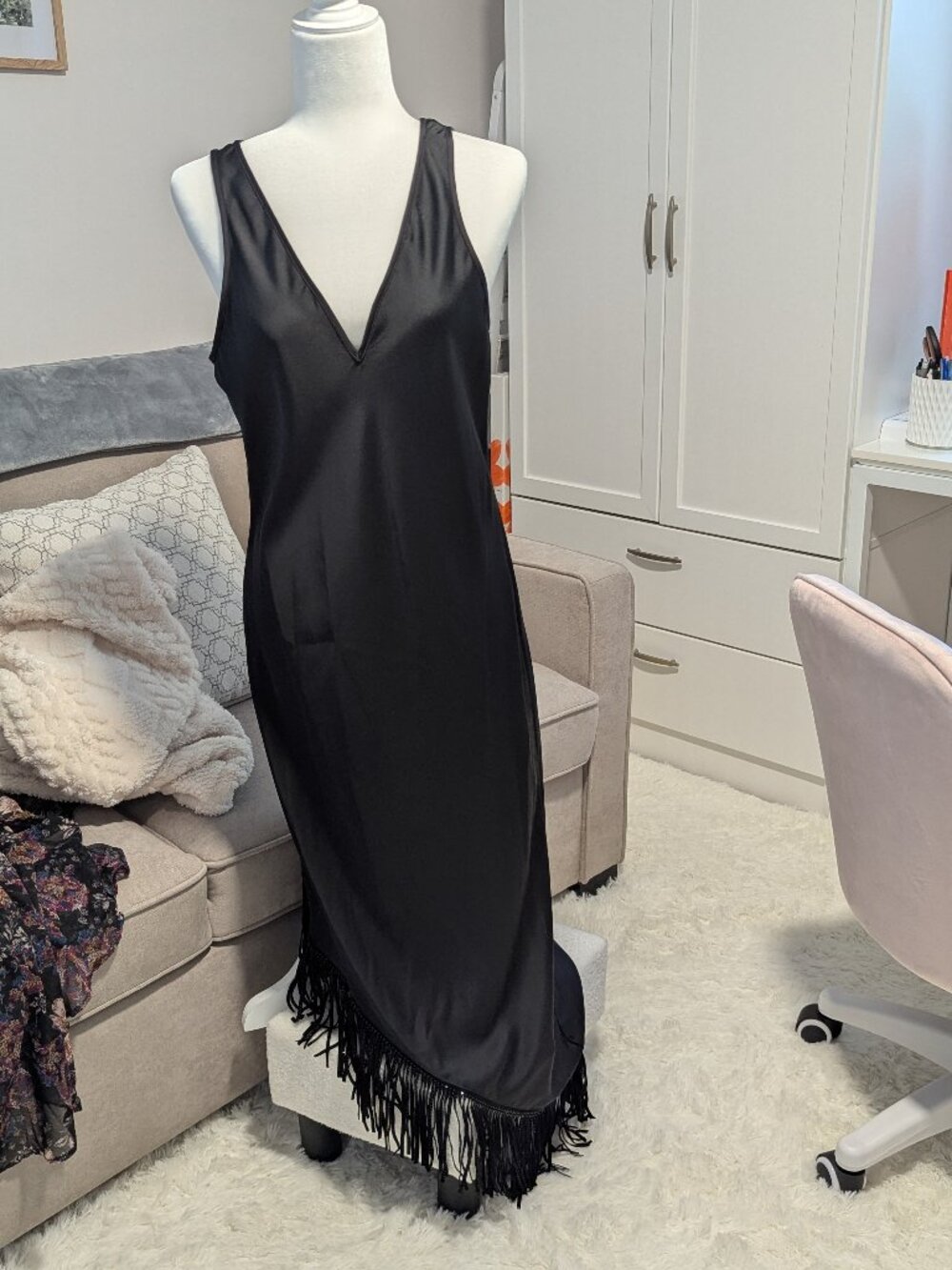 DKNY Black Satin Dress Size 8 Cocktail/Wedding Guest/Formal or Semi-Formal Event